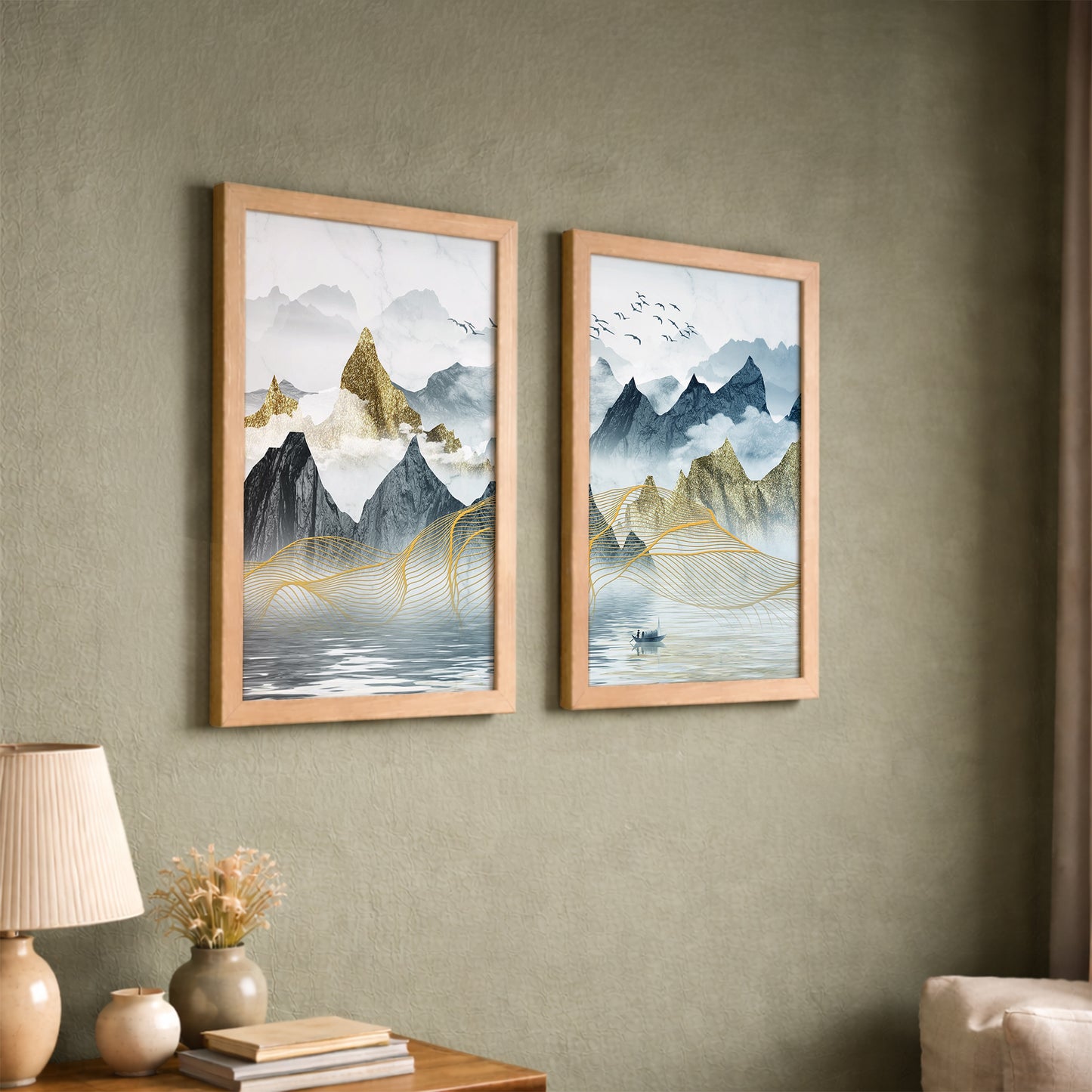 Modern Mountain Art Wall Frame Set of 2