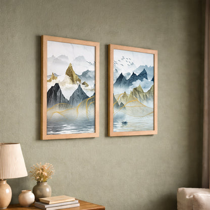 Modern Mountain Art Wall Frame Set of 2