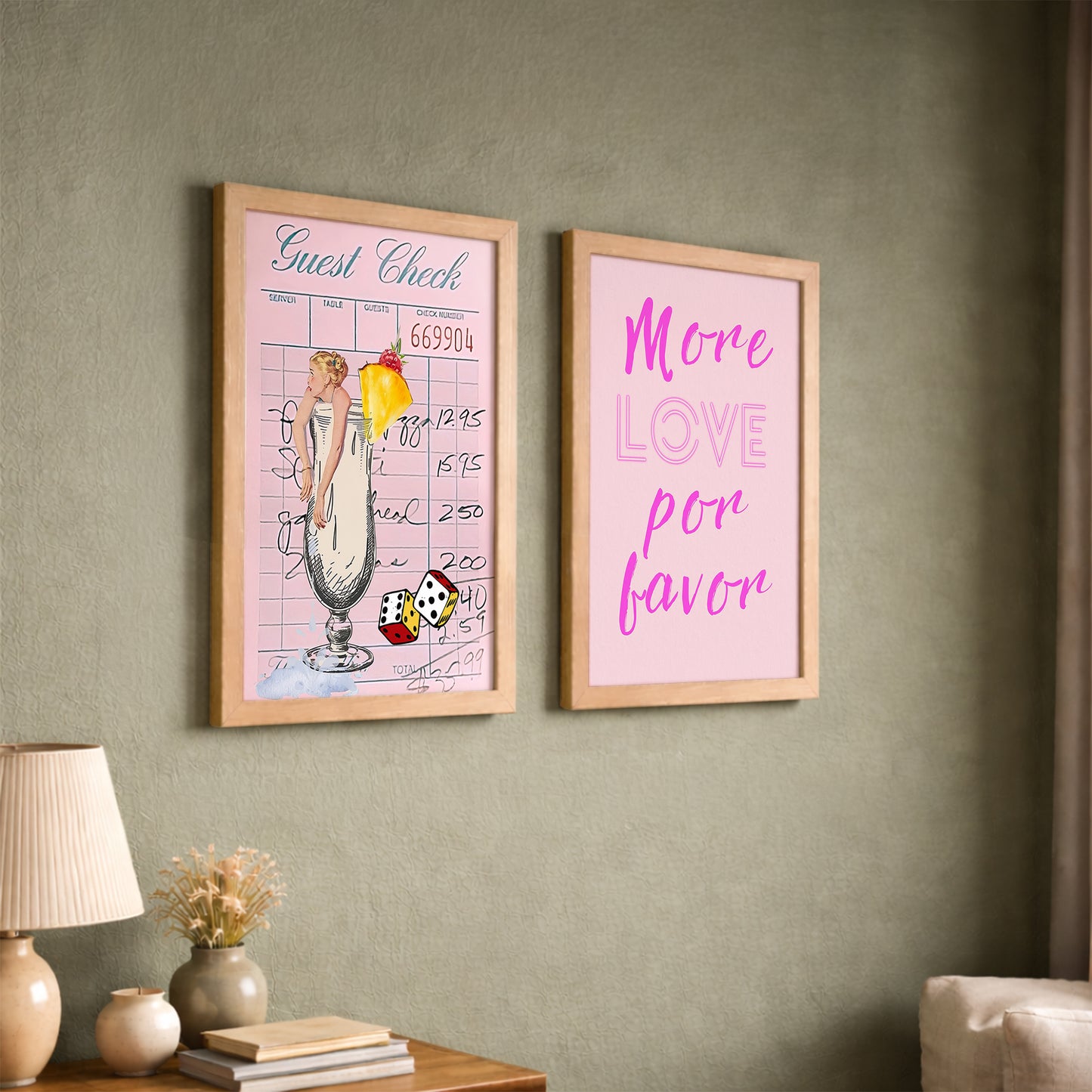 Pink Retro Chic Wall Art Set
