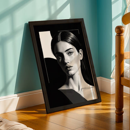 Monochrome Woman Portrait Framed Art Print