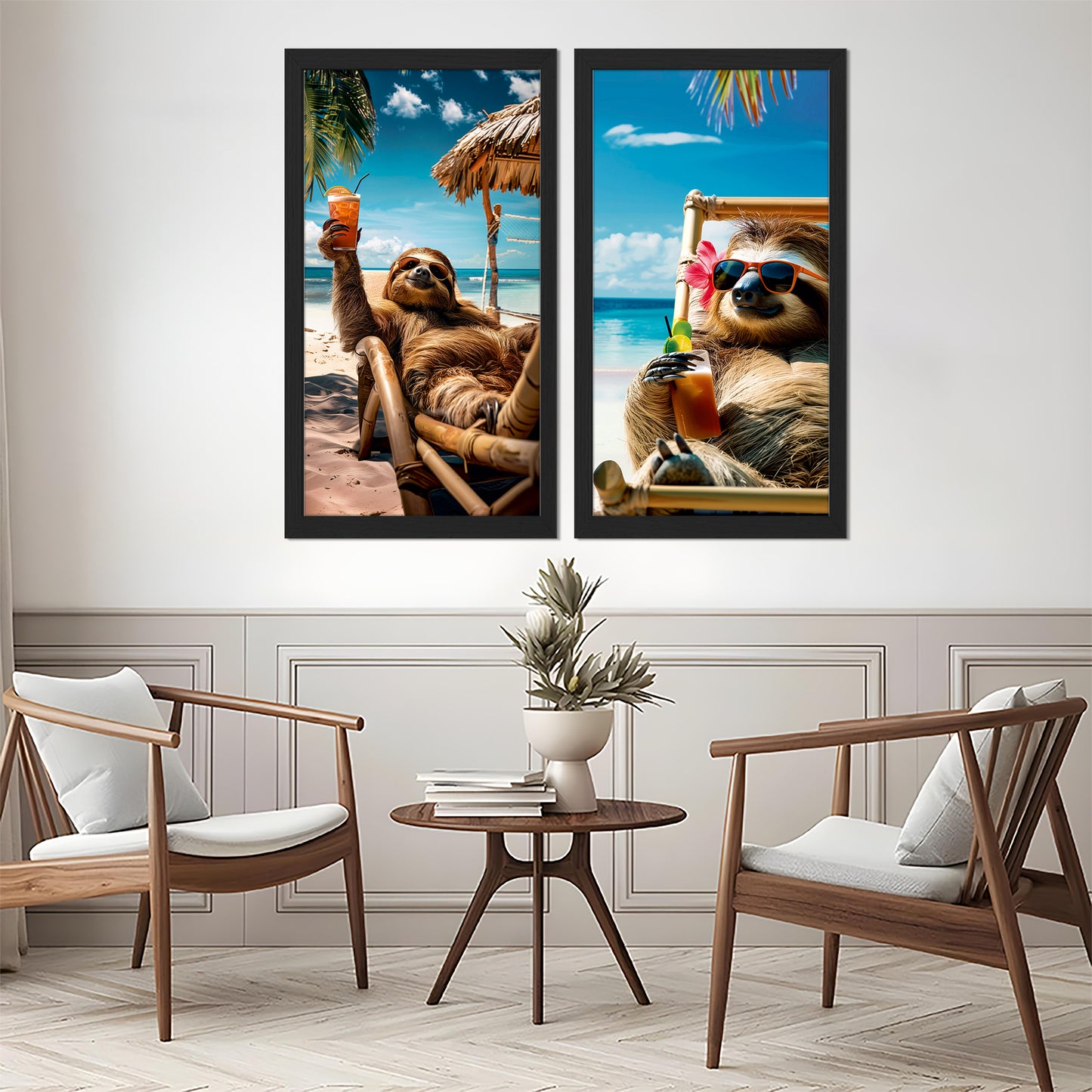 Sloth Vacation Vibes Wall Frame Set