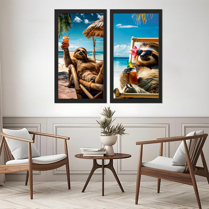 Sloth Vacation Vibes Wall Frame Set