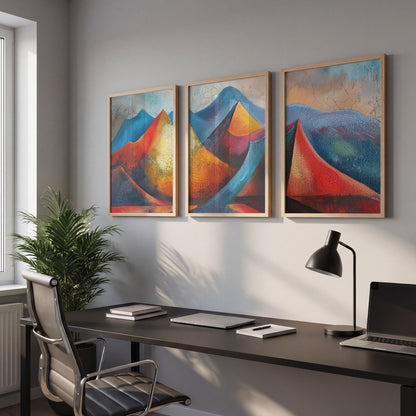 Abstract Peaks Wall Art Set of 3