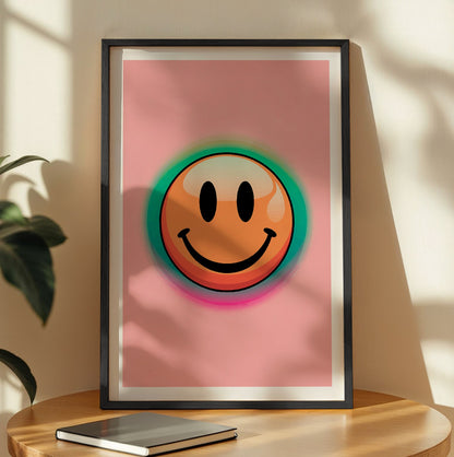 Pastel Smiley Face Aesthetic Framed Poster