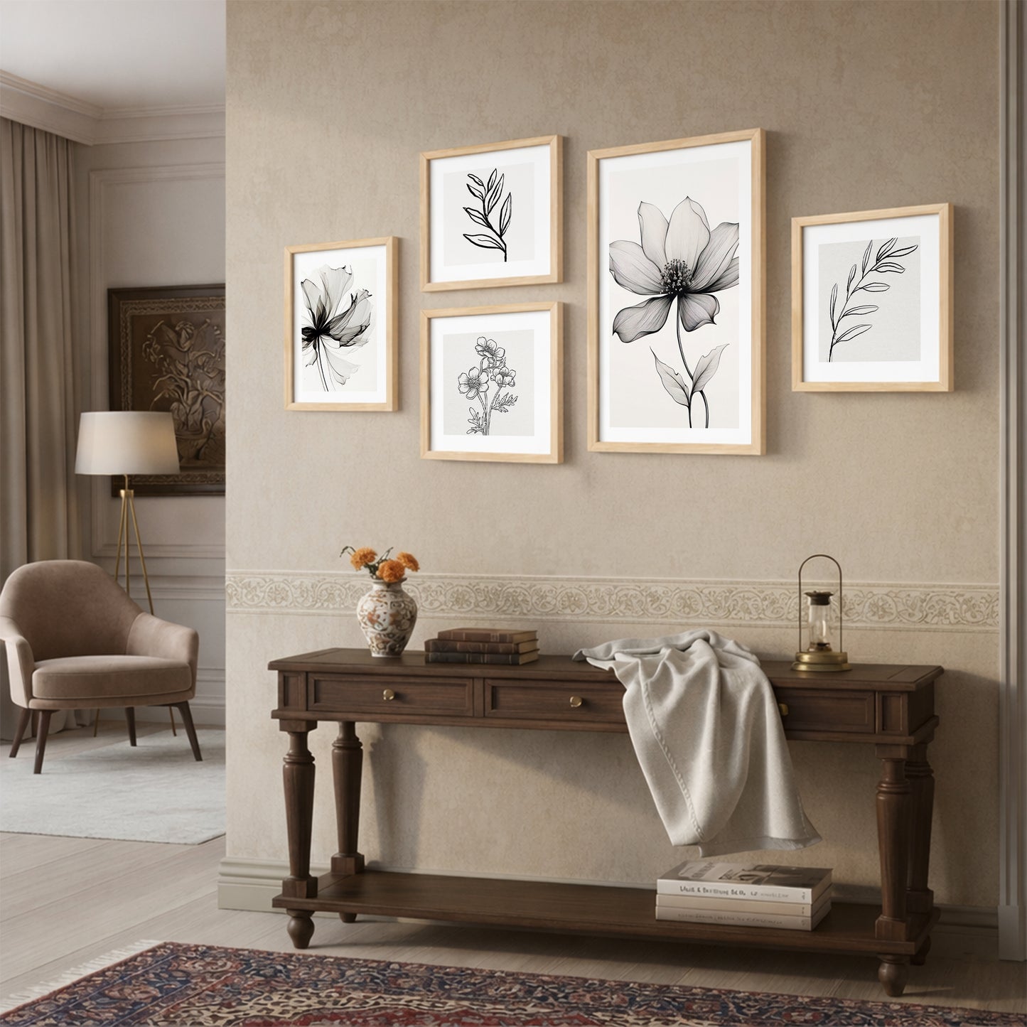 Elegant Floral Wall Set of 5