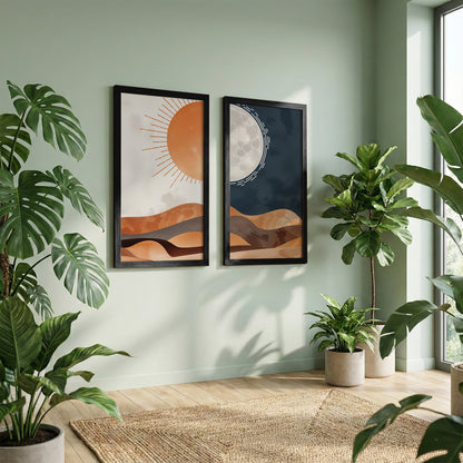 Sun & Moon Desert Wall Frame Set of 2