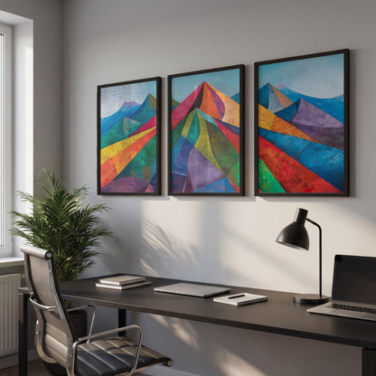 Geometric Landscape Wall Art Set of 3