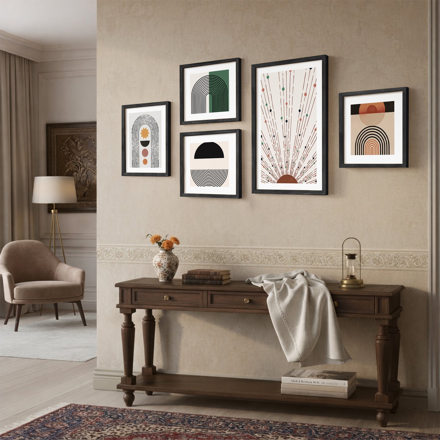 Modern Boho Wall Decor Set of 5