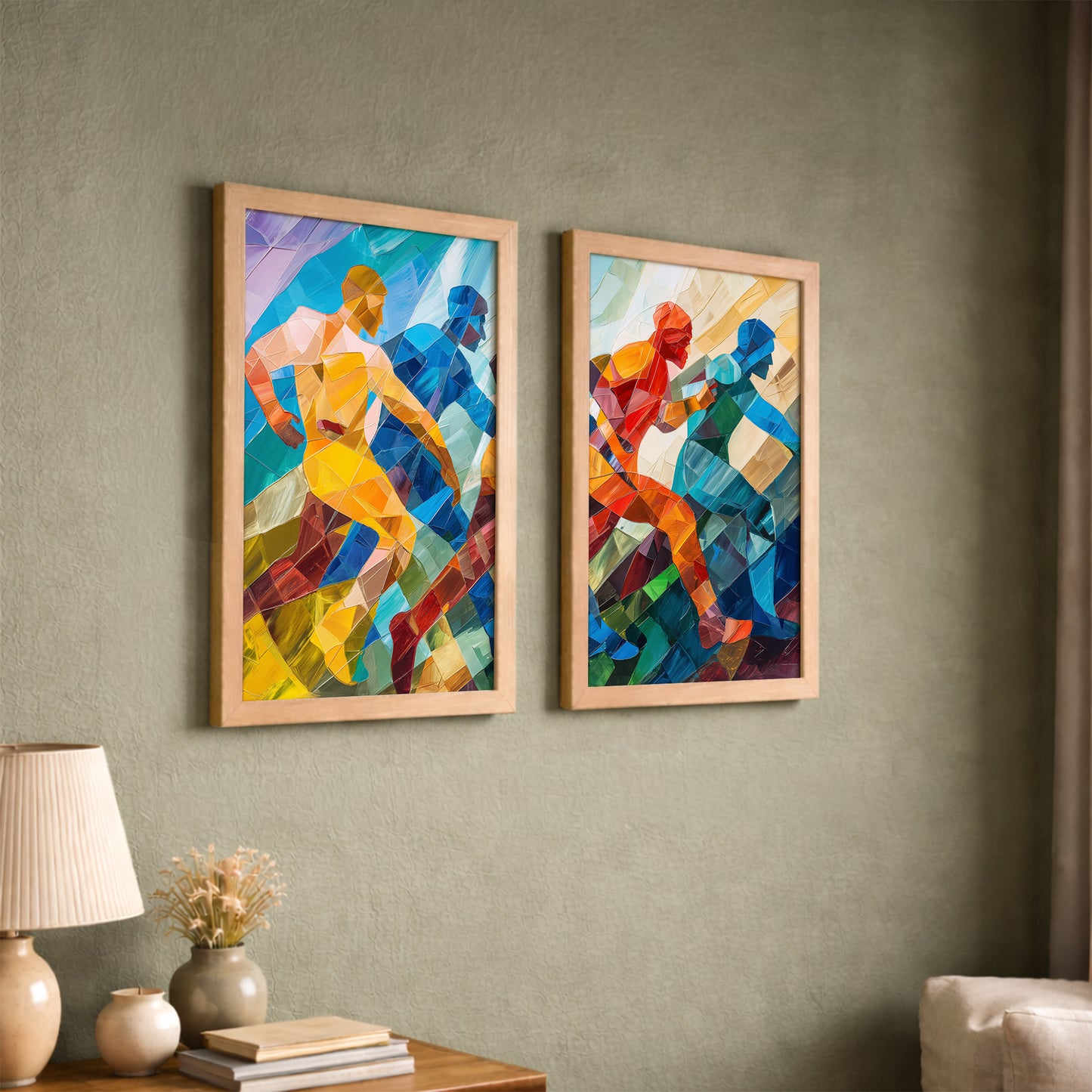 Dynamic Runner Art Poster Set of 2