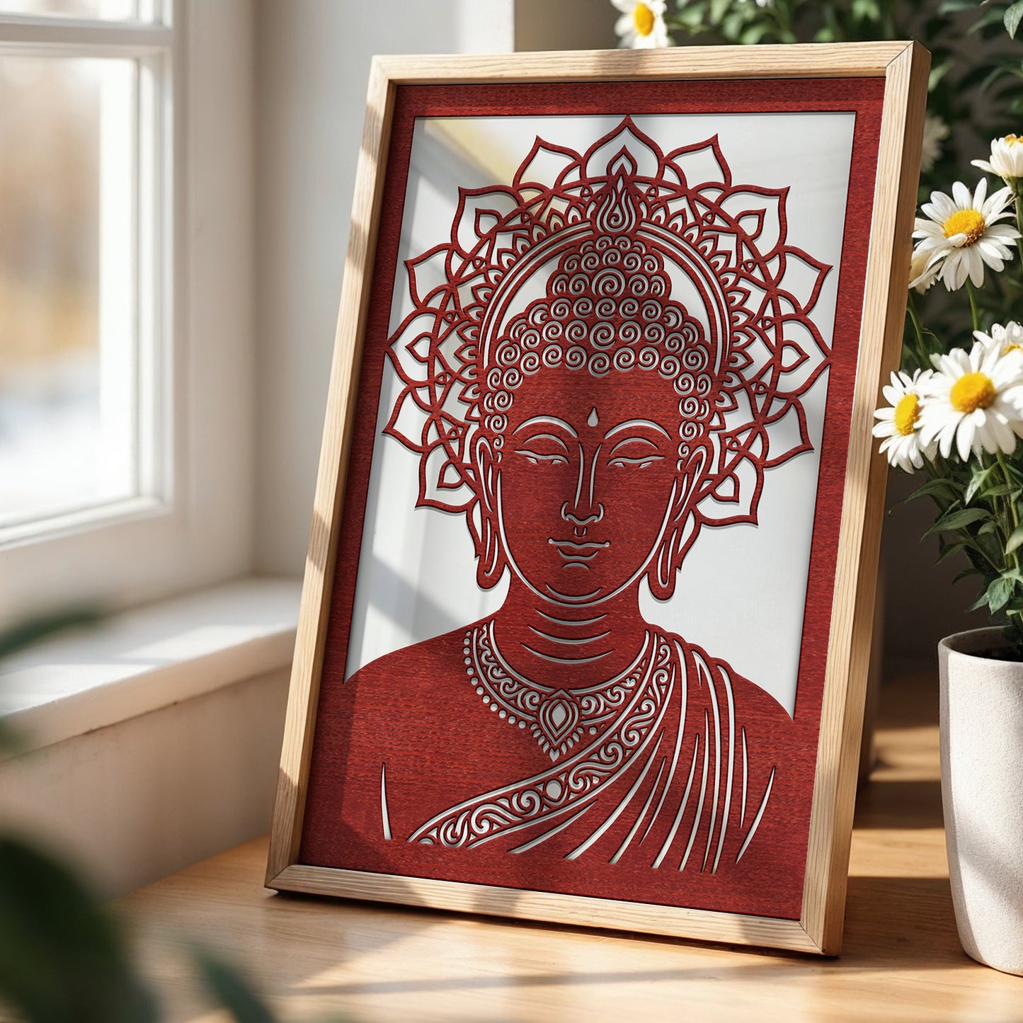 Buddha Pinewood Laser Wall Art