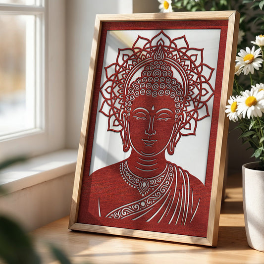 Buddha Pinewood Laser Wall Art