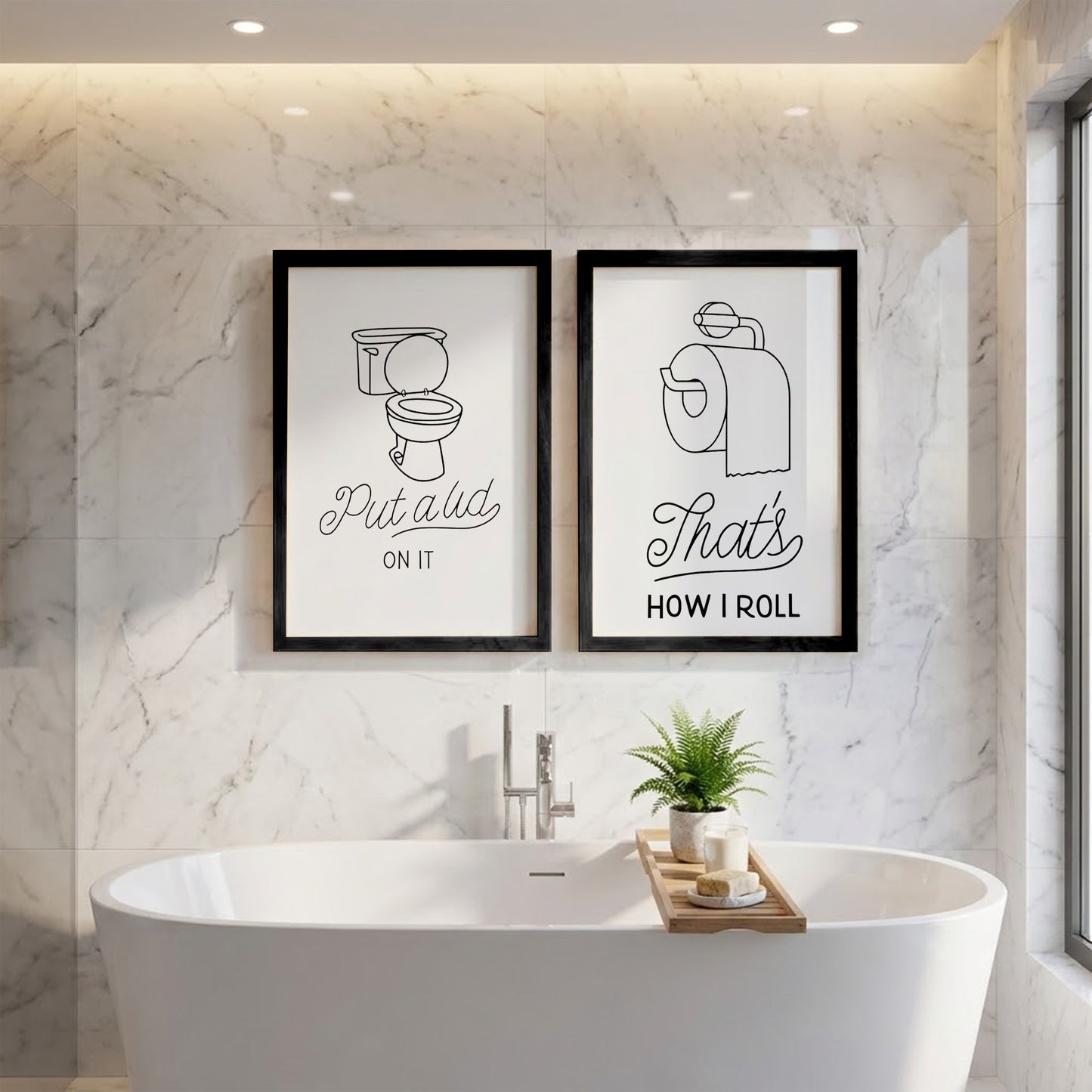 Funny Toilet Humor Wall Frames Set of 2