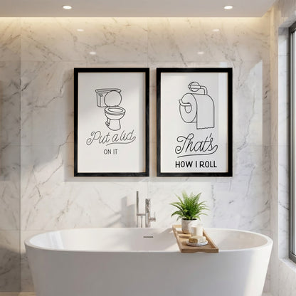 Funny Toilet Humor Wall Frames Set of 2