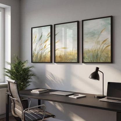Minimalist Pampas Grass Botanical Wall Art Set of 3