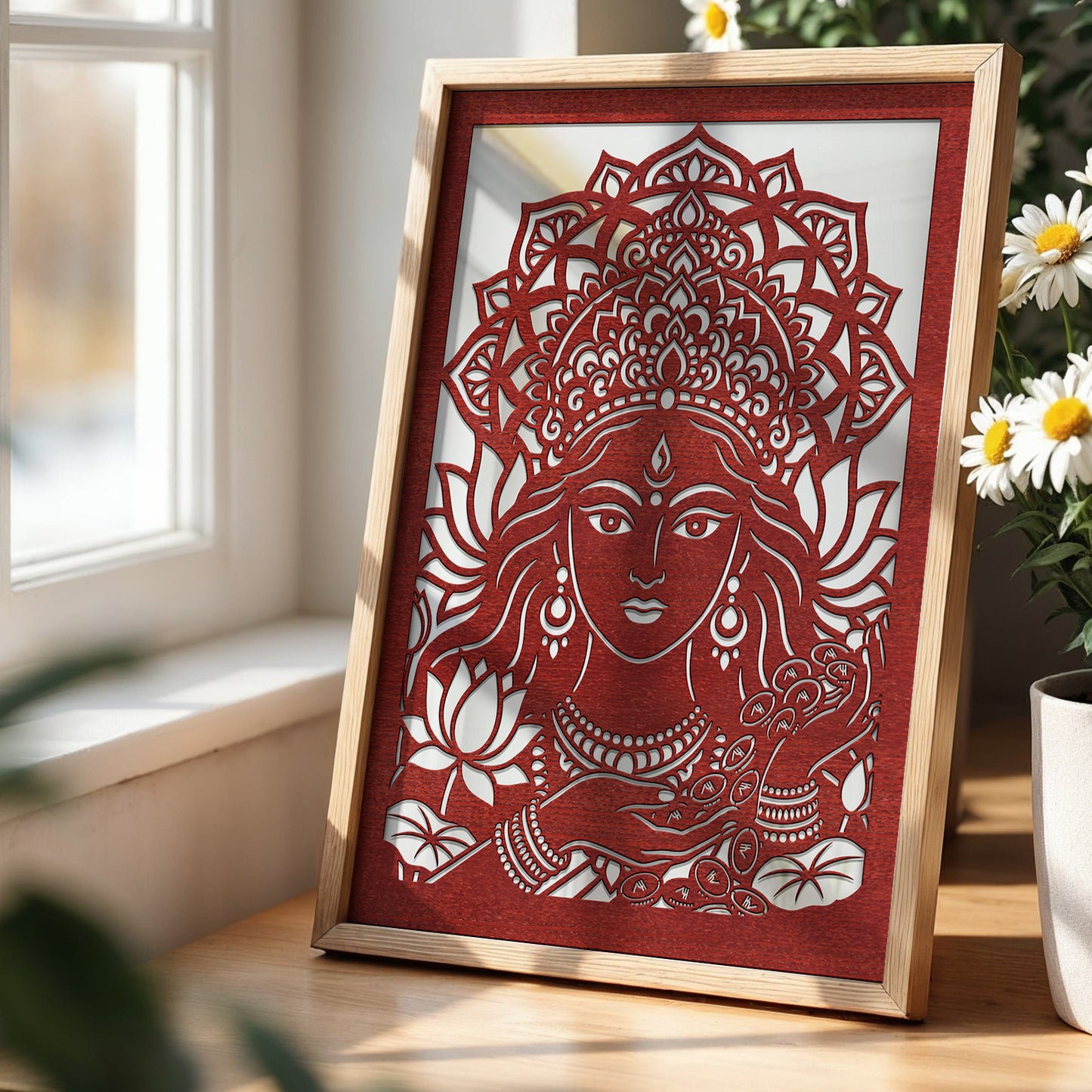 Lakshmi Pinewood Laser wall Art