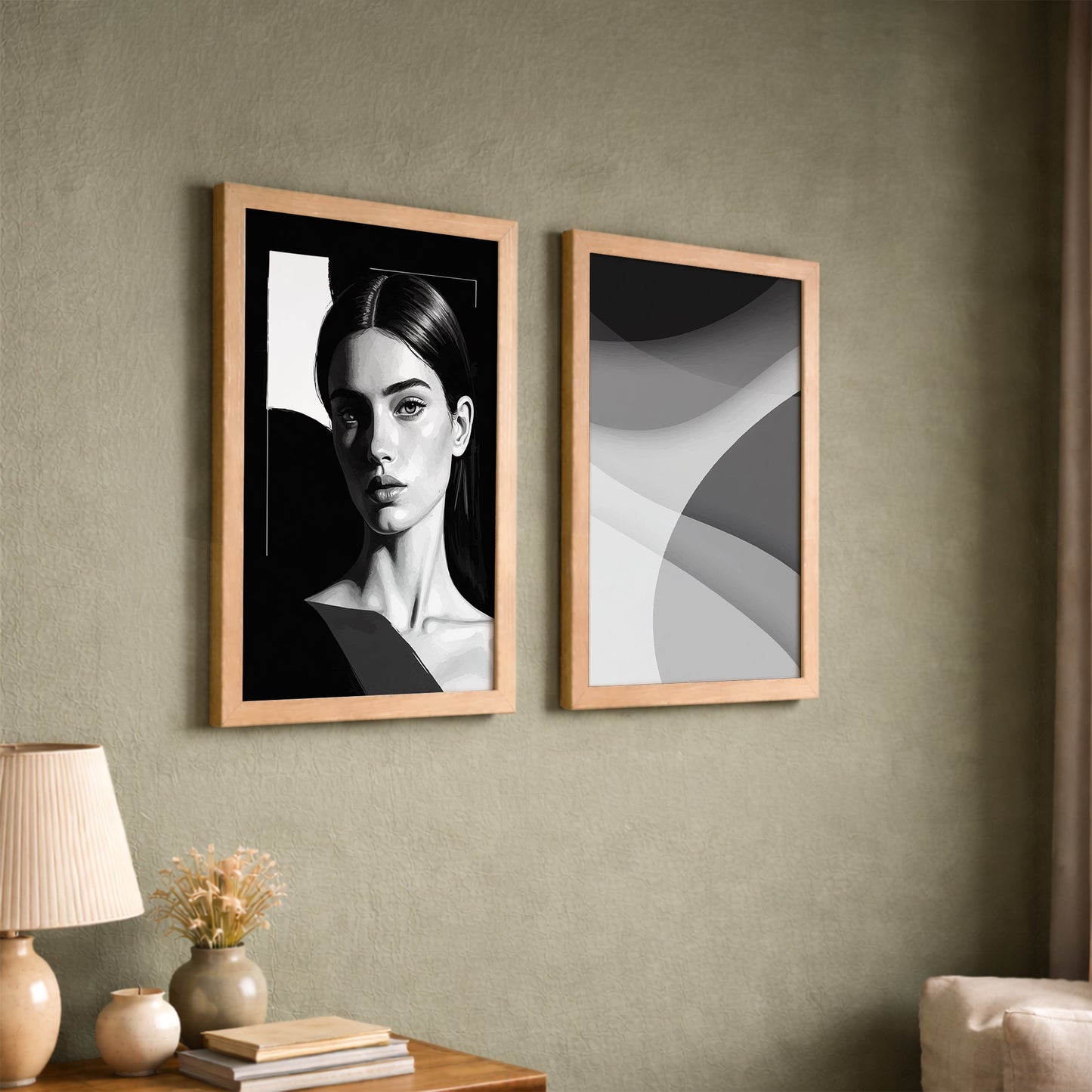 Modern Abstract & Portrait Wall Frame Set of 2
