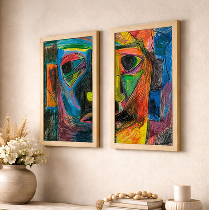 Modern Cubist Face Print Set