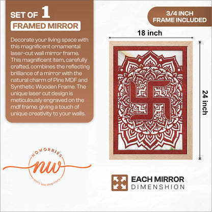 Auspicious Swastik Pinewood Laser wall Art