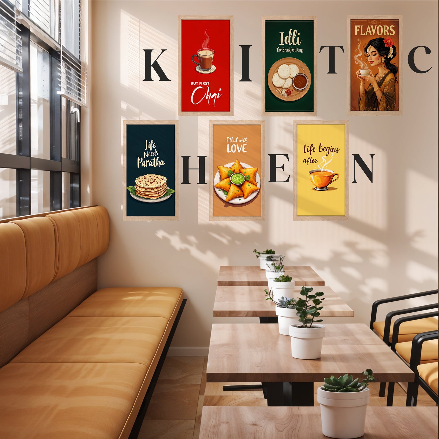 Indian Kitchen Food & Chai Wall Art Set