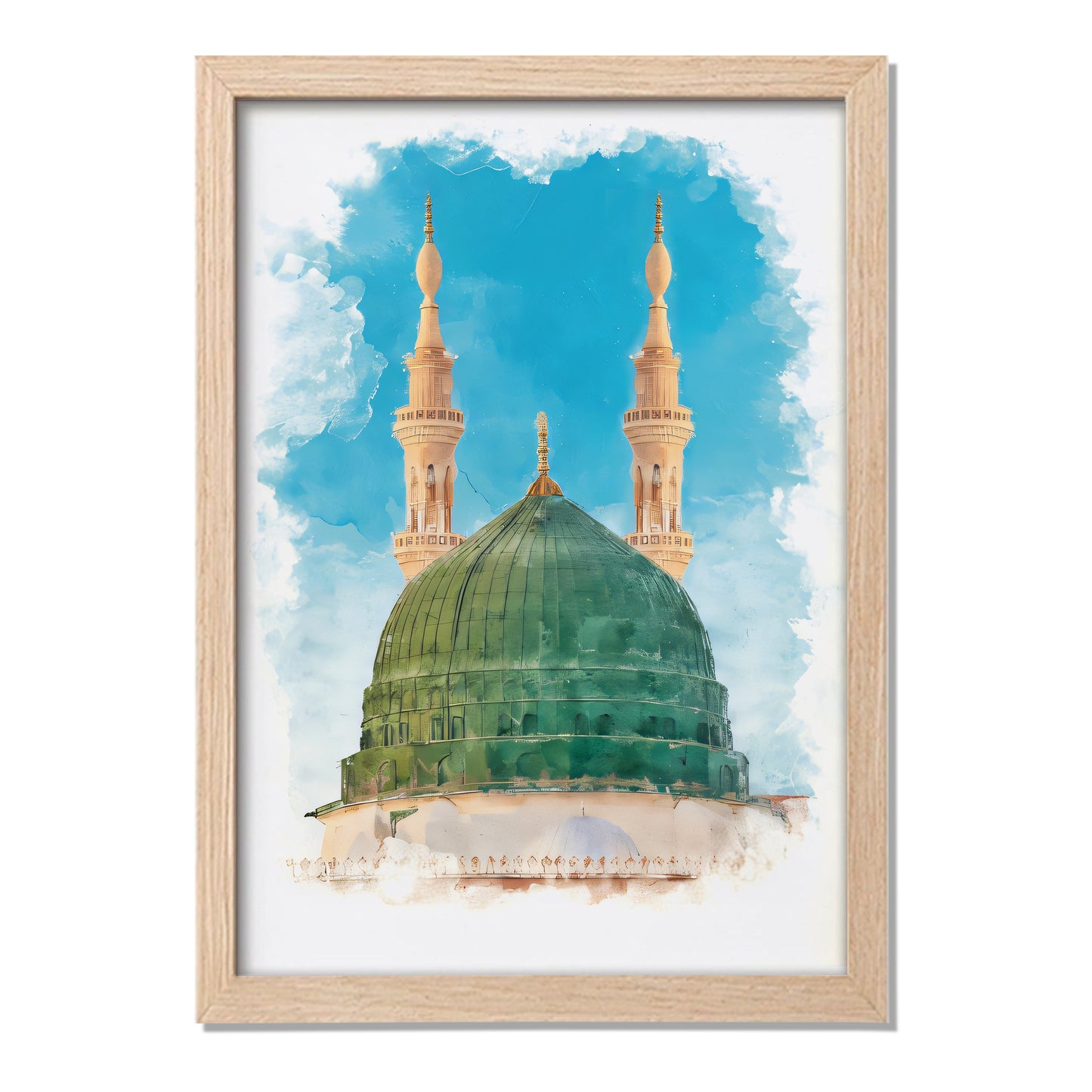 Masjid An-Nabawi Green Dome Islamic Wall Art