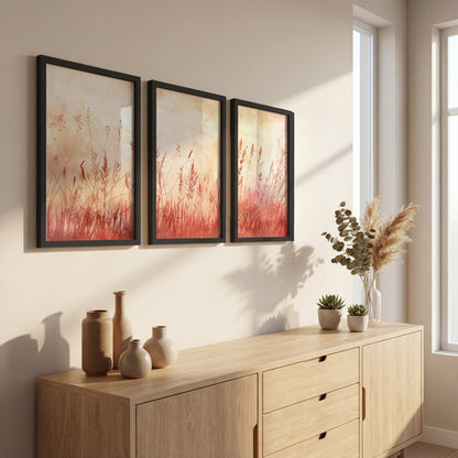 Blush Wildflower Botanical Wall Frames Set of 3
