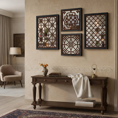 Blush Arabesque Mirror Art Set of 4