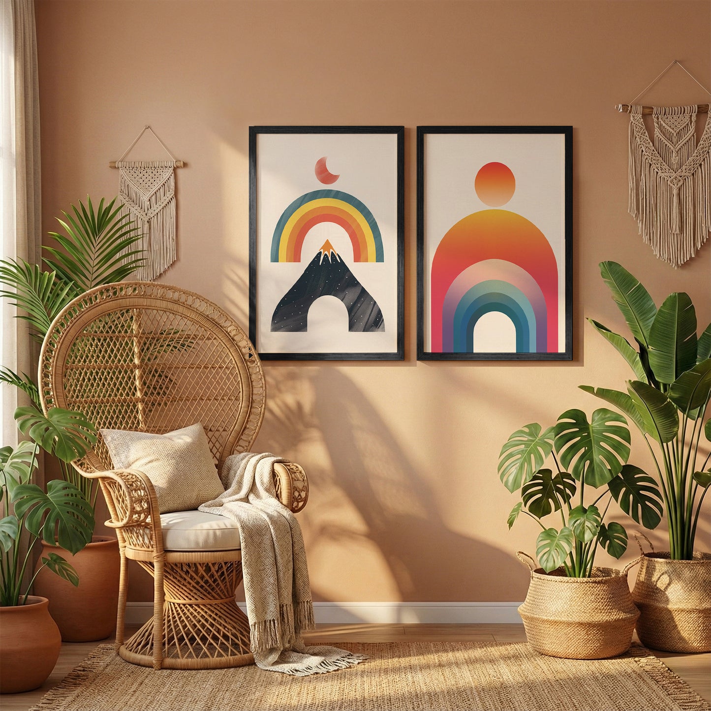 Boho Rainbow Wall Art Set of 2