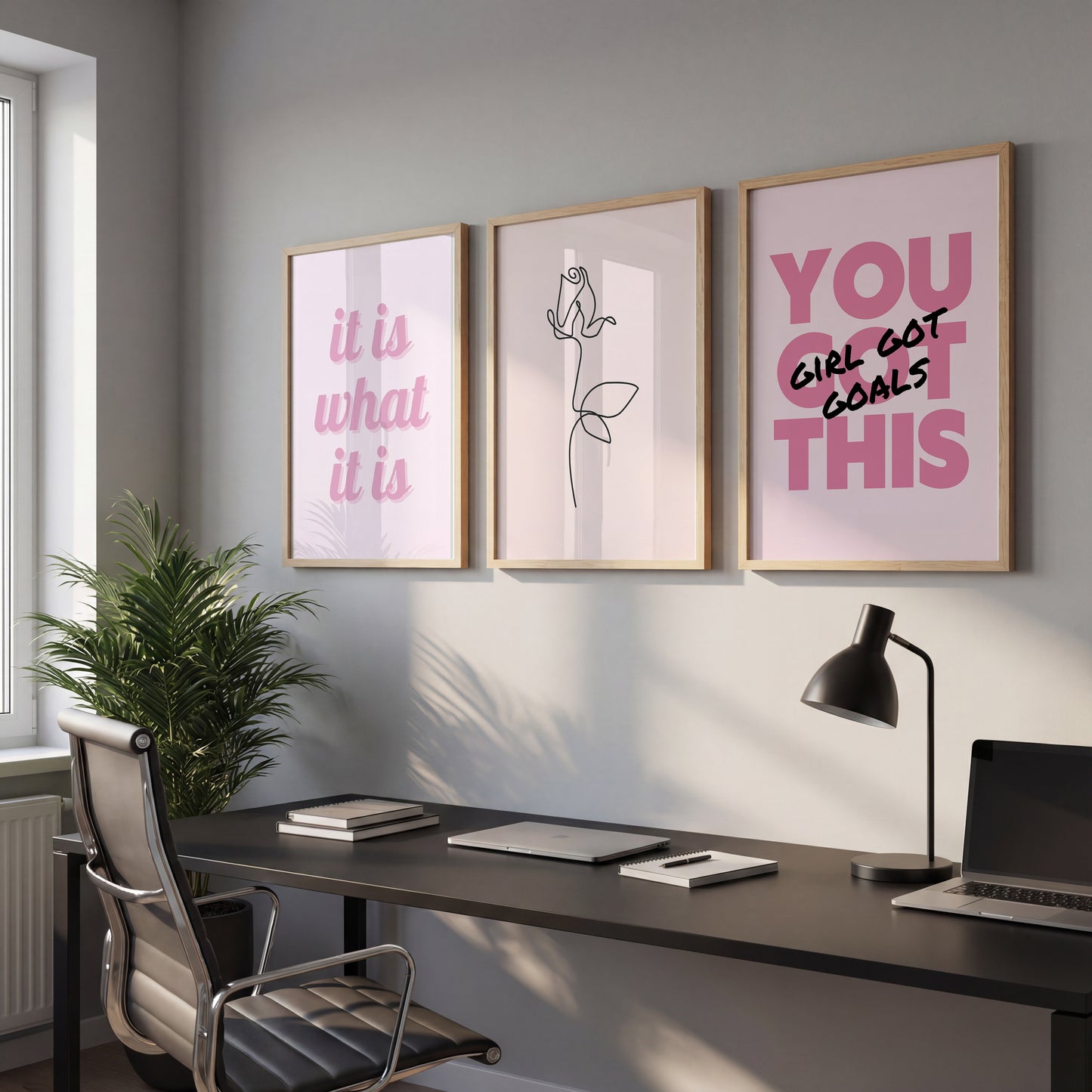 Pink Motivational Wall Frames Set of 3