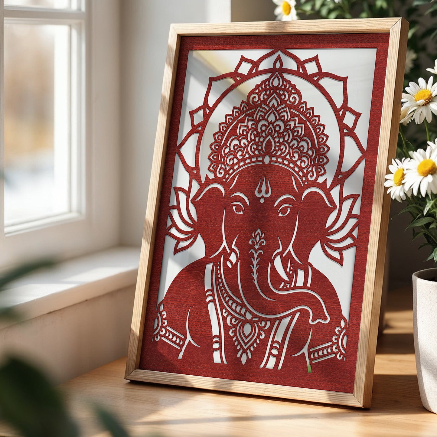 Ganesha Pinewood Laser wall Art