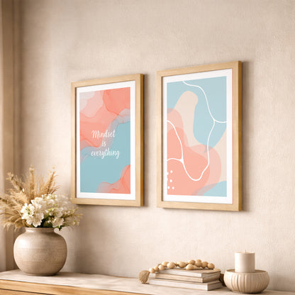 Mindset Is Everything Abstract Wall Art Set of 2