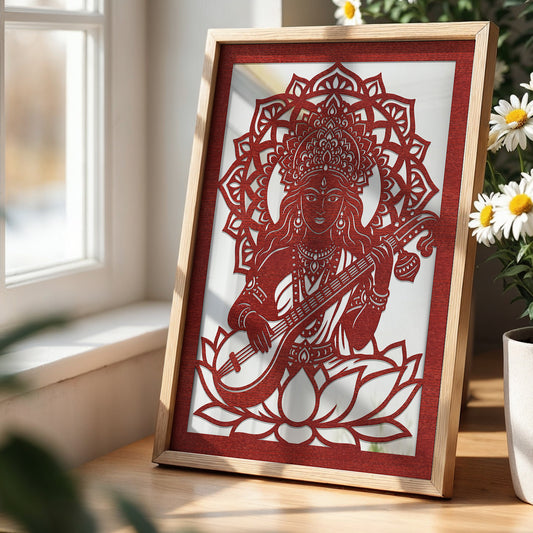 Saraswati Pinewood Laser Wall Art