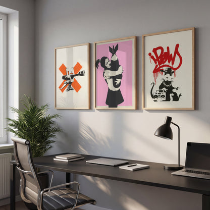 Banksy Inspired Street Art Wall Set of 3