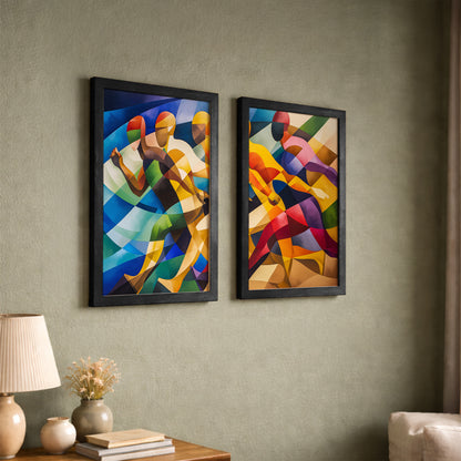 Vibrant Abstract Figures Poster Set of 2