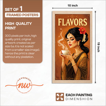 Flavors Tea Lady Art Wall Frame Set of 1