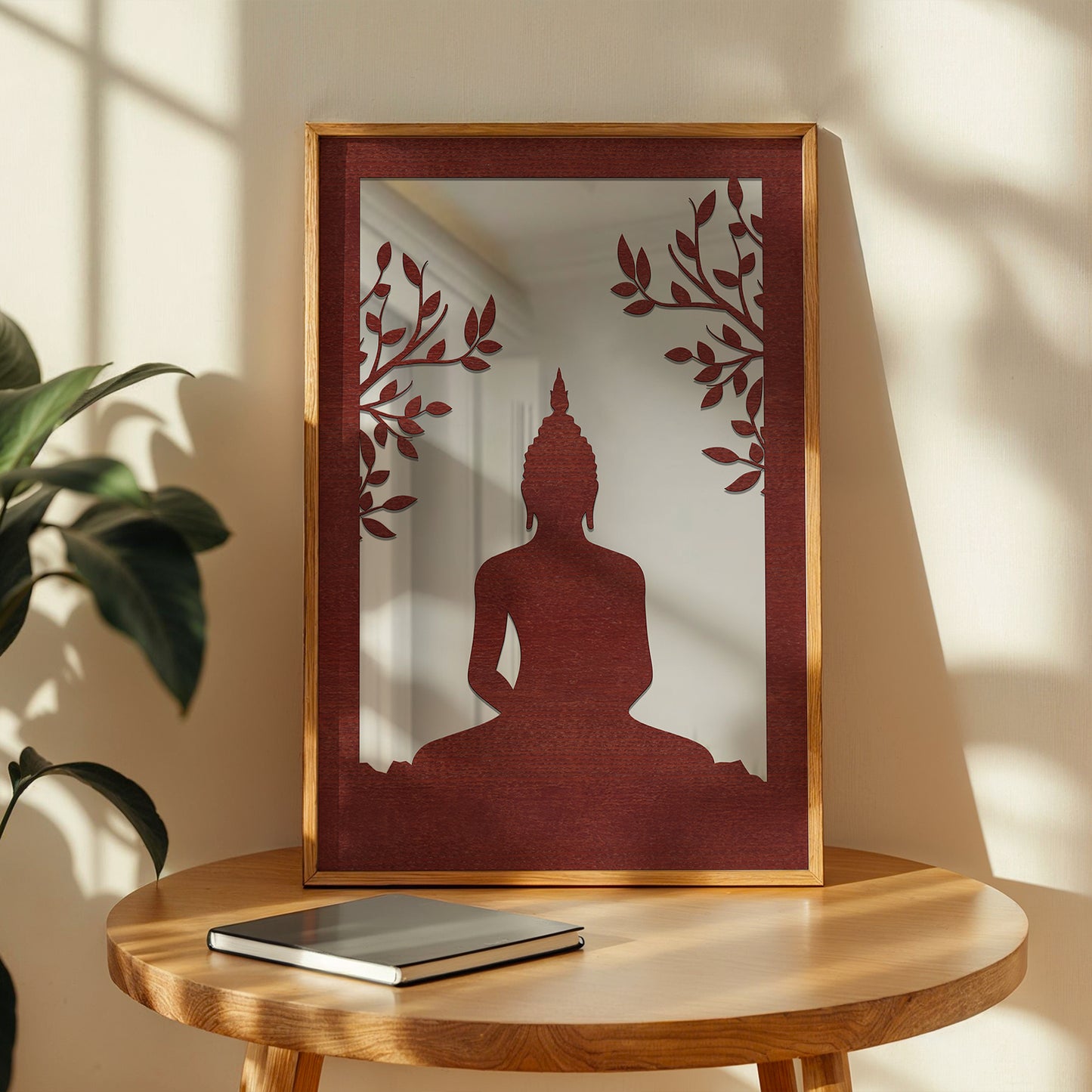 Meditating Buddha Pinewood Laser wall Art