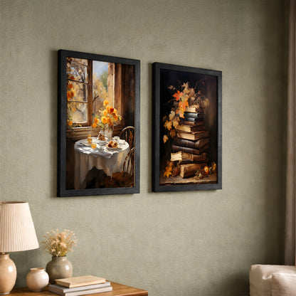 Cozy Autumn Still Life Art Set of 2