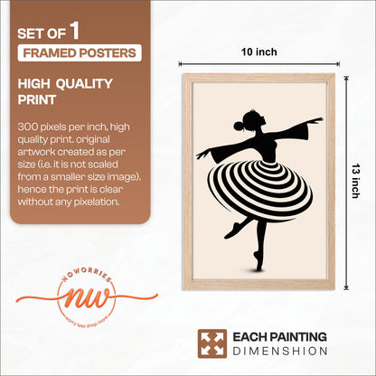 Modern Ballet Dancer Silhouette Framed Wall Art
