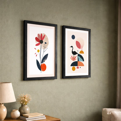Abstract Modern Floral Wall Art Set of 2