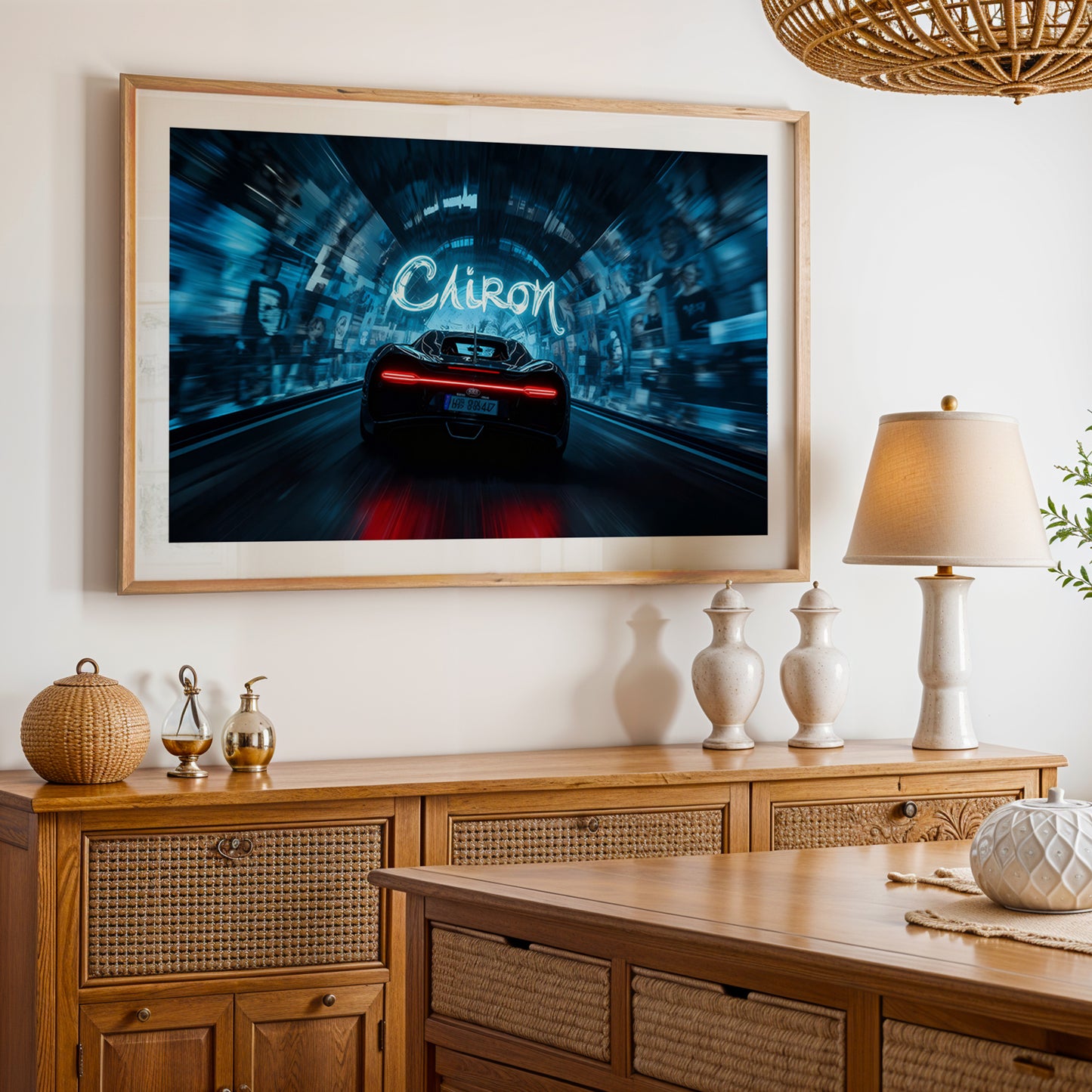 Chiron Hypercar Neon Drive Wall Art