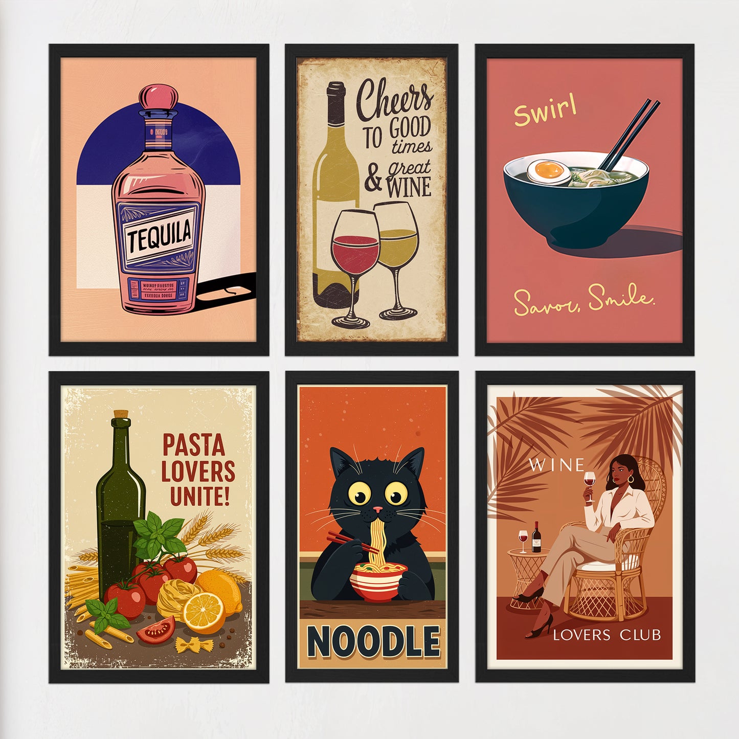 Food & Wine Wall Art Set – 6