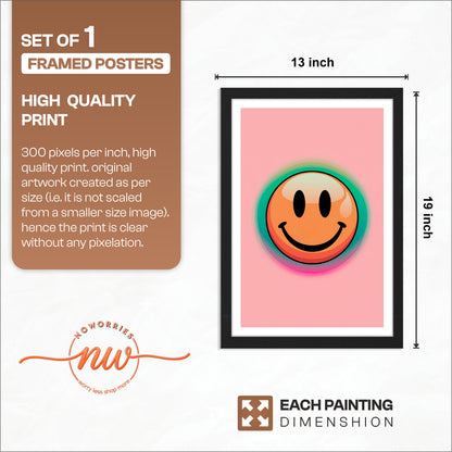Pastel Smiley Face Aesthetic Framed Poster