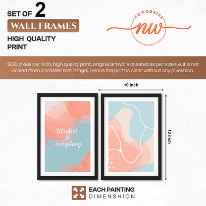 Mindset Is Everything Abstract Wall Art Set of 2