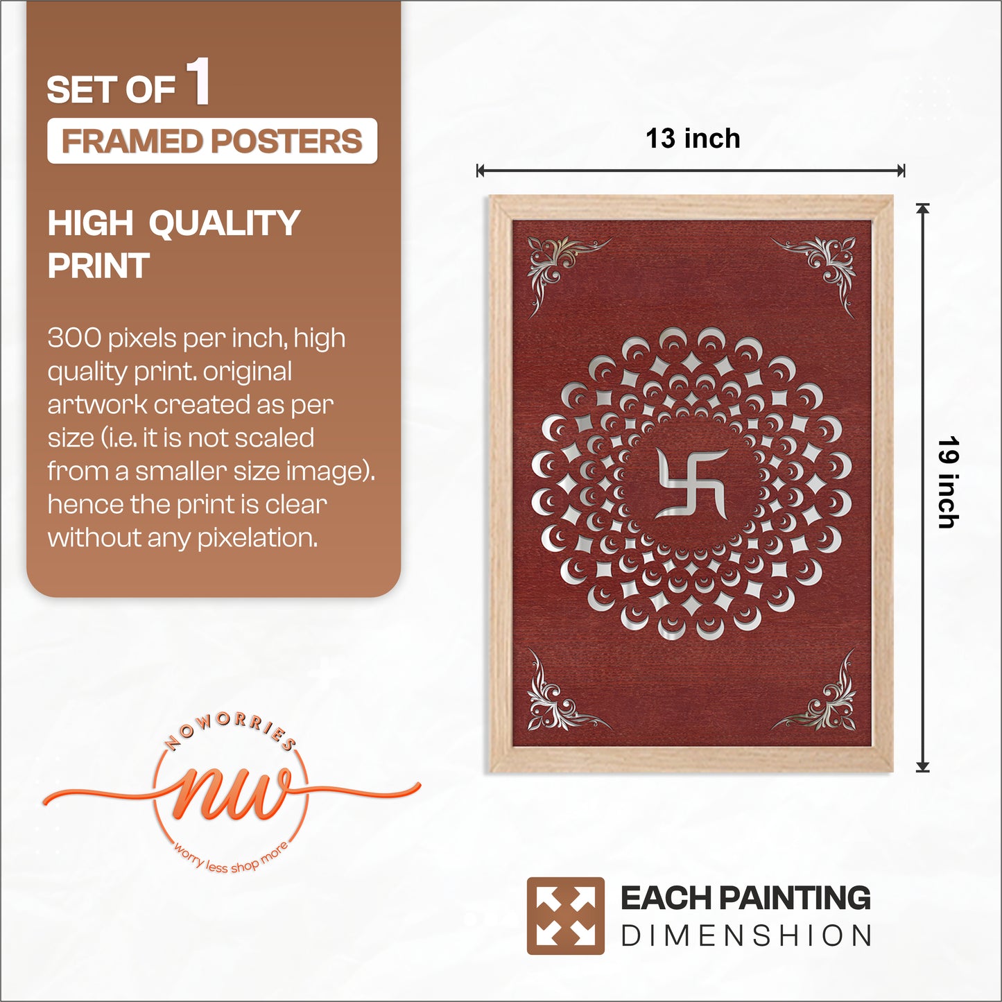 Swastik Mandala Pinewood Laser Wall Art
