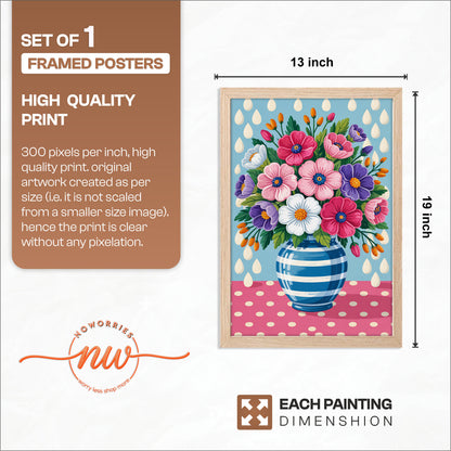 Blooming Floral Vase Framed Wall Art Print