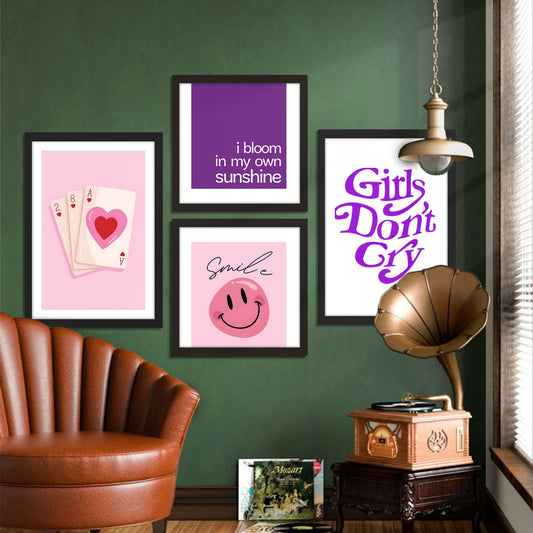 Pink Aesthetic Wall Art Set of 4
