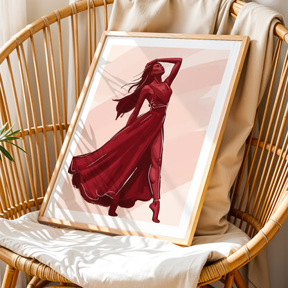 Crimson Elegance Woman Fashion Framed Wall Art