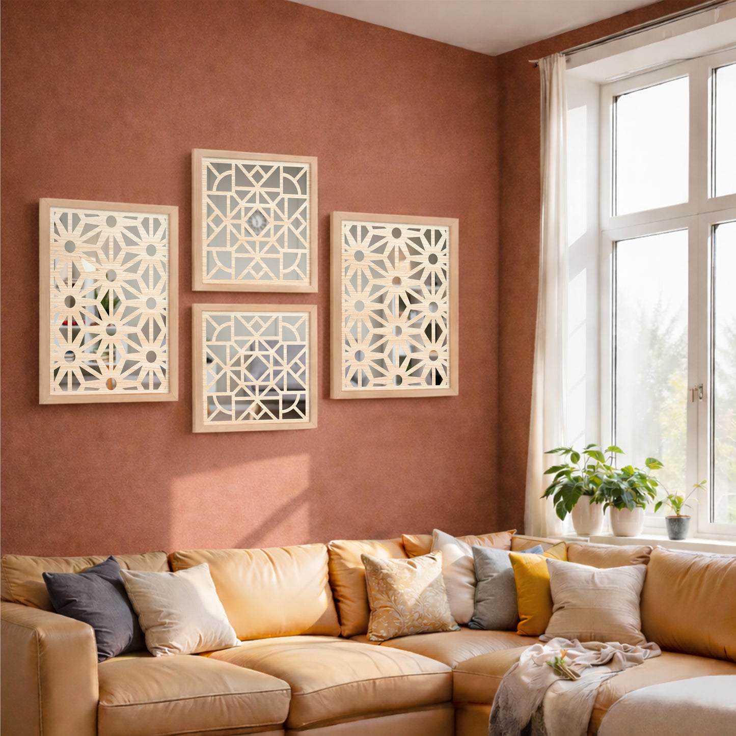 Geometric Mirror Art Set of 4