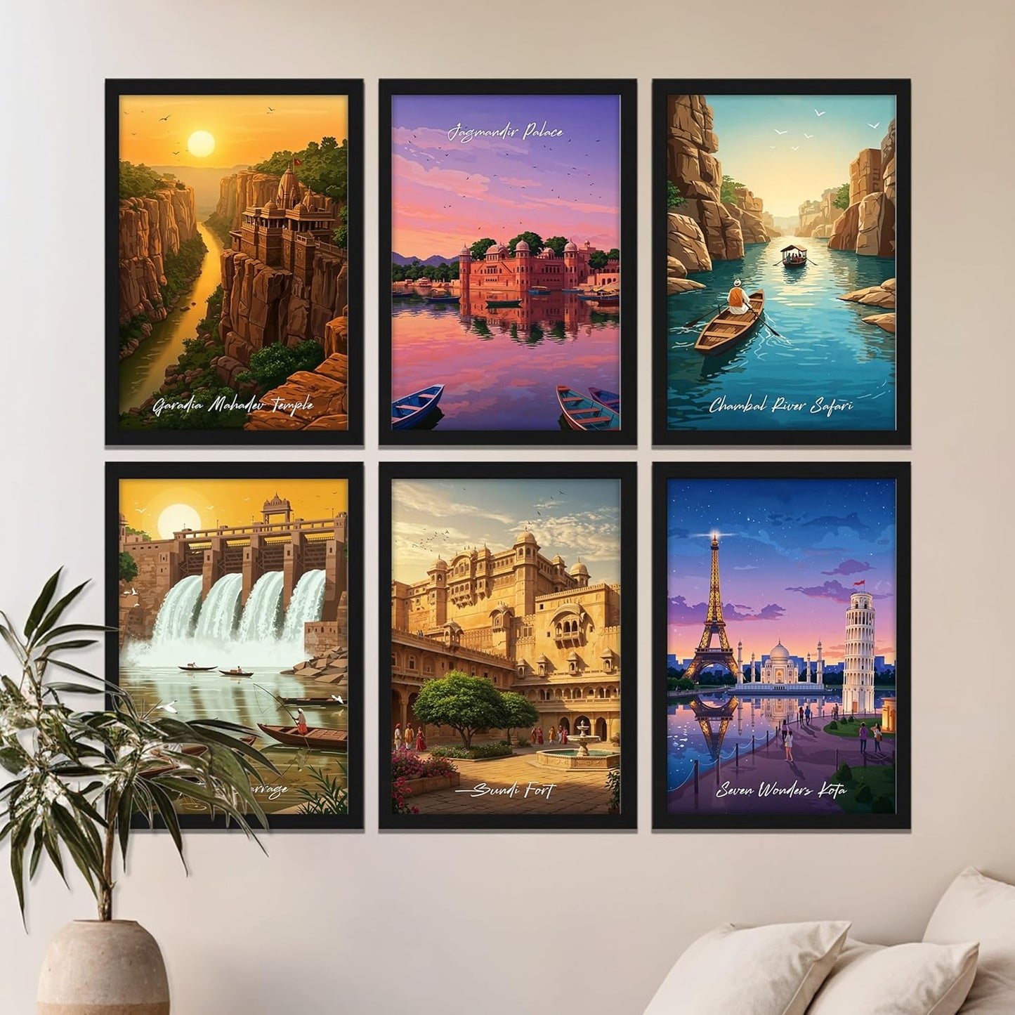 Collection of Six Scenic Destinations Wall Frames