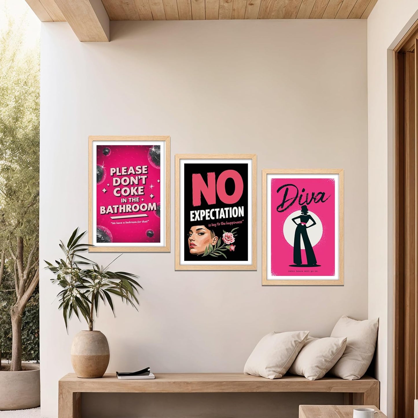 Pink and Black Retro Sassy Quote Wall Frame