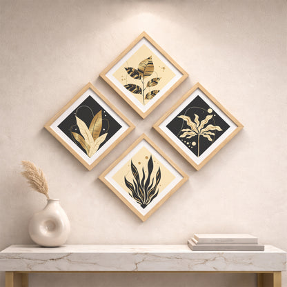 Golden Botanical Wall Frame Set of 4
